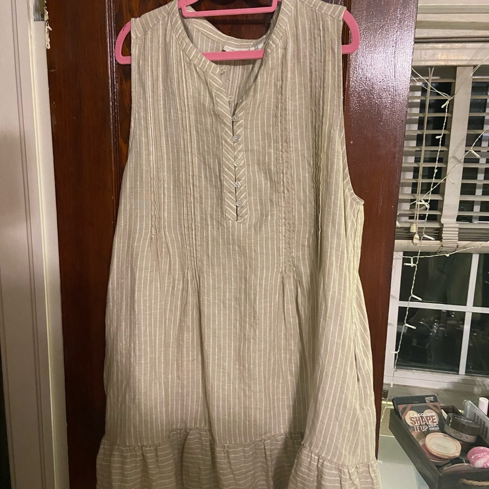 Lucky Brand Tan Ribbed Ruffled Sundress